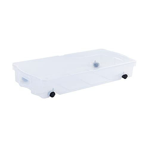 Rubbermaid 68 Quart Under the Bed Low Profile Storage Boxes with Dual Hinged Lids and Easy Rolling Caster Wheels, Clear, 2 Pack - size: Under the Bed - 2 Pack