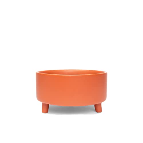 Waggo Uplift Ceramic Dog Bowl for Small Medium and Large Breeds - Heavyweight and Durable Pet Food and Water Dish Crock, Dishwasher Safe, Modern, Elevated Feeder (Small, Teracotta) - color: Teracotta, size: Small