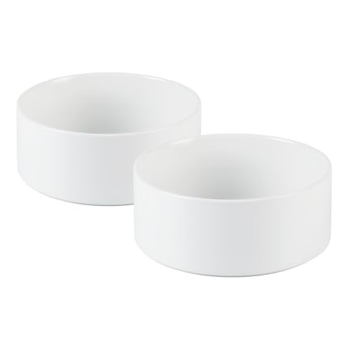 Havniva Ceramic Dog Bowls, 5.1” Dog Food and Water Bowl Set of 2 | Dog Food Bowl for Small Dogs, Food-Grade Ceramic, Dog Water Bowl with Non-Slip Rubber Base, Large Capacity, Dishwasher Safe - color: Matte White, size: 5.1" - Bowl