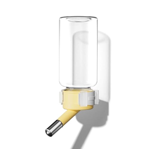 Hamster Water Bottle for Glass Tanks & Wire Cages - Dual Ball-Bearing & Dual Silicone Gaskets Leakproof Design (2 Stainless Steel Balls) 4.06oz - Fits Hamsters/Mice Under 250g - color: yellow