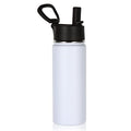 Volhoply 18oz Kids Insulated Water Bottle,Stainless Steel Water Bottles with Straw Lid,Wide Mouth Reusable Metal Water Bottle,Double Wall Vacuum Sports Travel Flask For Cold Drink(White,1 Set) - color: White