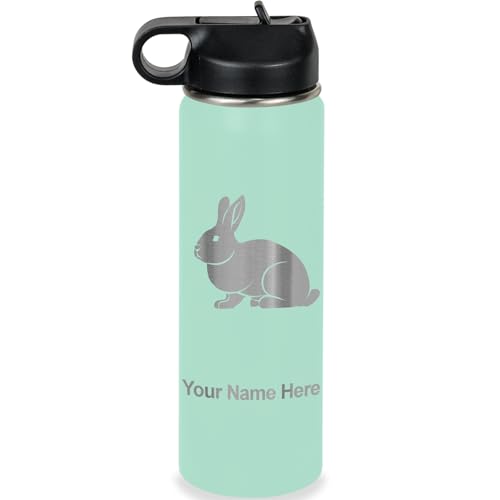 LaserGram Personalized 20oz Water Bottle, Rabbit (Teal) | Engraved Gift, Vacuum Insulated Stainless Steel, Flip-Top Straw Lid, Laser Engraved With Your Name - color: Teal, size: 20 Ounces