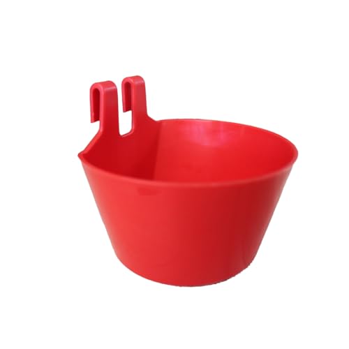 Little Giant® Deep Cage Cups - 12 Ounce Poultry Cage Feeder or Water Dish for Ducks, Chickens, Waterfowl - Easy Hanging with Secure Hooks (Red, Pack of 1) - color: Red