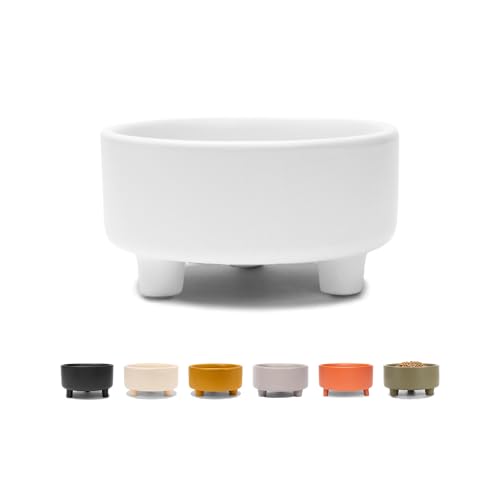 Waggo Uplift Ceramic Dog Bowl for Small Medium and Large Breeds - Heavyweight and Durable Pet Food and Water Dish Crock, Dishwasher Safe, Modern, Elevated Feeder (White, Small) - color: White, size: Small