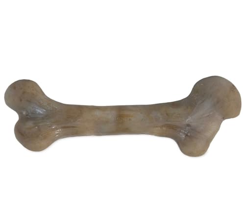 Pet Qwerks Dinosaur BarkBone - Nylon Dog Bone for Aggressive Chewers - Bacon Flavor - 9.75" - size: Large