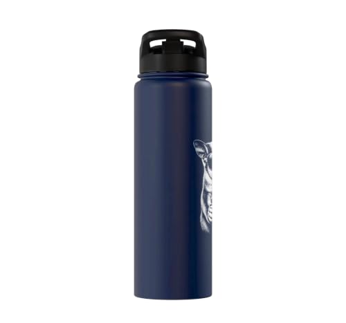 Funny Sugar Glider Drinking Iced Coffee Stainless Steel Insulated Water Bottle - color: Navy Blue