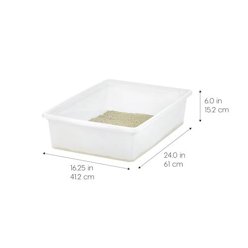 IRIS USA Large Cat Litter Box, Pearl | Training Cats, Quick Access Design, Visible Level Check, Simple Pan Style, Fastest Cleaning, Maximum Airflow