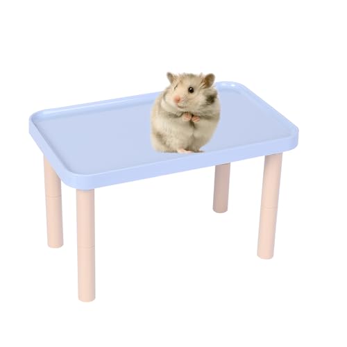 Hamster Platform - Cage Accessories and Play Decor for Dwarf Syrian Hamsters, Gerbils, Mice, Degus, and Other Small Pets (W9.8×L5.9×H3.5-6.1'',Blue) - color: Blue
