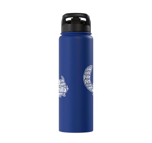 Chinchilla Word Cloud Pet Animal Funny Chinchillas Stainless Steel Insulated Water Bottle - color: Royal Blue