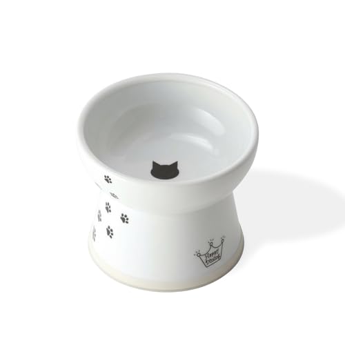 Necoichi Ceramic Raised Cat Food Bowl, Whisker-Friendly (Cats, Large Flat) - color: Cat, size: Large