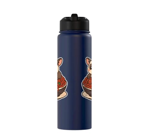 Cute Sugar Glider Spaghetti Pasta Stainless Steel Insulated Water Bottle - color: Navy Blue