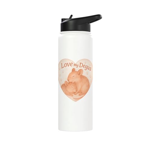 Love My Degus Heart Degu Lover Stainless Steel Insulated Water Bottle - color: White