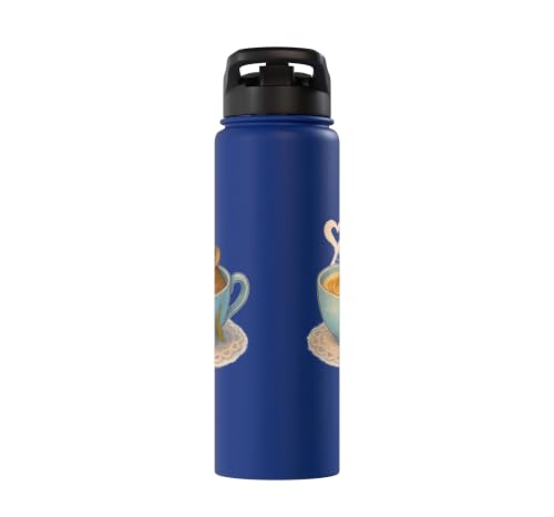Sleeping Degu Tea Cup Heart Steam Art Stainless Steel Insulated Water Bottle - color: Royal Blue