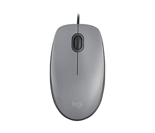 Logitech M110 Wired USB Mouse, Silent Buttons, Comfortable Full-Size Use Design, Ambidextrous PC/Mac/Laptop - Grey - color: Grey