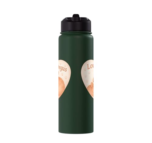 Love My Degus Heart Degu Lover Stainless Steel Insulated Water Bottle - color: Dark Green