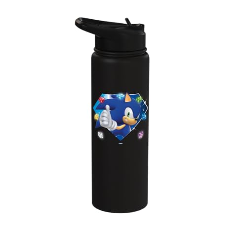 Sonic the Hedgehog 35th Anniversary Emerald Legacy Stainless Steel Insulated Water Bottle - color: Black