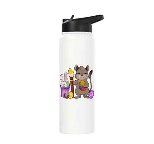 Cute degu painting Easter eggs Stainless Steel Insulated Water Bottle - color: White