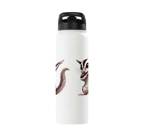 Sugar Glider, Dabbing | Kids, Girls, Boys | Sugar Glider Stainless Steel Insulated Water Bottle - color: White