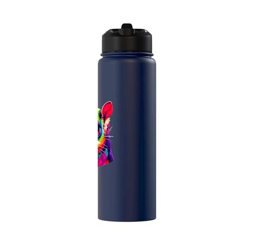 Colorful Pop Art Sugar Glider Sugar Gliders Stainless Steel Insulated Water Bottle - color: Navy Blue