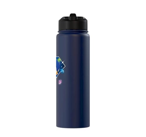 Sonic the Hedgehog 35th Anniversary Emerald Legacy Stainless Steel Insulated Water Bottle - color: Navy Blue