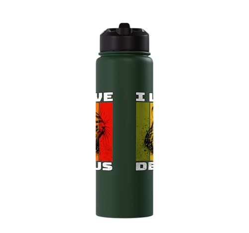 Degu Retro Degu I Love Degu Stainless Steel Insulated Water Bottle - color: Dark Green