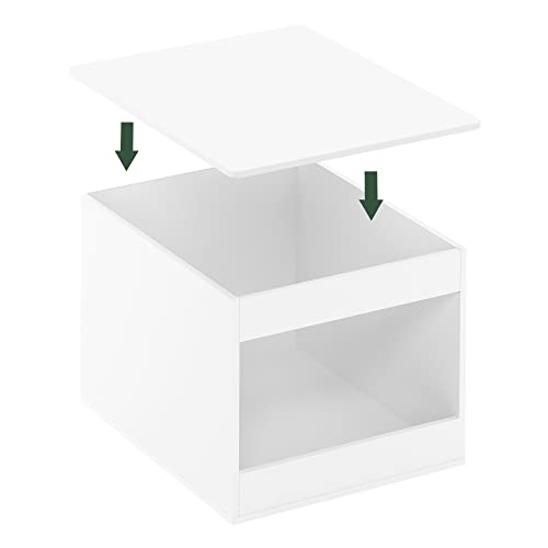 Furinno Peli Top Opening Litter Box Enclosure, Solid White | Litter Box Furniture, Wooden Pet House, Easy Assembly, for Living Room - color: Solid White, size: Top Opening