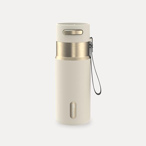 Contigo AutoSeal 16 oz Stainless Steel Vacuum-Insulated Water Bottle with Leakproof Push-Button Spout & Lock, Carry Strap, BPA-Free & Lead-Free, Dishwasher Safe - color: Oatmilk Champagne, size: 16 Ounces