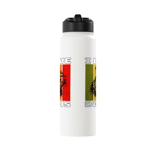 Degu Retro Degu I Love Degu Stainless Steel Insulated Water Bottle - color: White