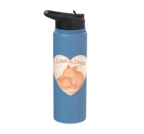Love My Degus Heart Degu Lover Stainless Steel Insulated Water Bottle - color: Light Blue