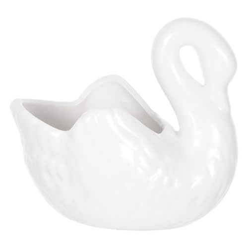UPKOCH White Ceramic Swan Planter with Drainage Hole, Animal Figurine Succulent Pot for Indoor Outdoor Plants, Decorative Flower Vase Decor Bowl