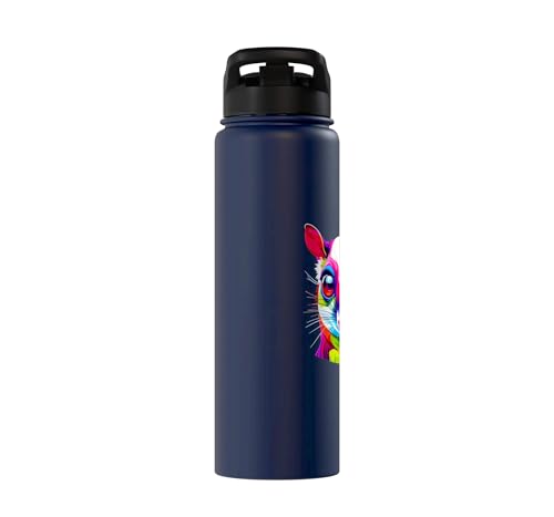 Colorful Pop Art Sugar Glider Sugar Gliders Stainless Steel Insulated Water Bottle - color: Navy Blue