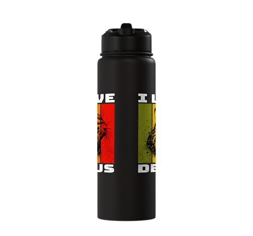 Degu Retro Degu I Love Degu Stainless Steel Insulated Water Bottle - color: Black