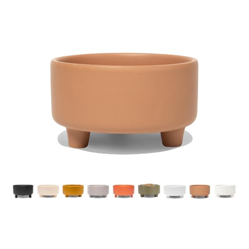 Waggo Uplift Ceramic Dog Bowl for Small Medium and Large Breeds - Heavyweight and Durable Pet Food and Water Dish Crock, Dishwasher Safe, Modern, Elevated Feeder (Clay, Small) - color: Clay, size: Small