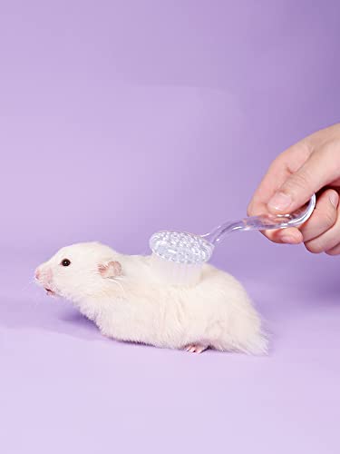 3 Pack Small Animal Grooming Brush - Hair Brush with Lid Soft Cleansing Bristles for Hamster Guinea Pig Rabbit Chinchilla Ferret Massage Combs Cleaning Supplies (3 Pack, White+Purple+Blue)