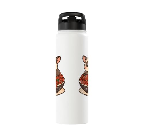 Cute Sugar Glider Spaghetti Pasta Stainless Steel Insulated Water Bottle - color: White