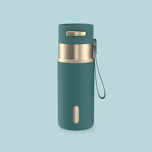 Contigo AutoSeal 16 oz Stainless Steel Vacuum-Insulated Water Bottle with Leakproof Push-Button Spout & Lock, Carry Strap, BPA-Free & Lead-Free, Dishwasher Safe - color: Mineral Teal Champagne, size: 16 Ounces