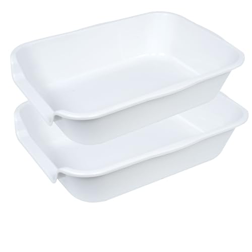 Extra Large Low Entry ABS Cat Litter Box, White, 20" L x 15.5" W, 2 Pack - color: White, size: Small (Pack of 2)