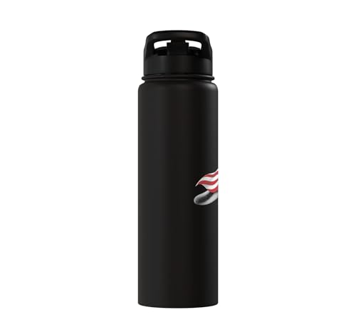 Sugar Glider 4th of July US American Flag Patriotic Stainless Steel Insulated Water Bottle - color: Black