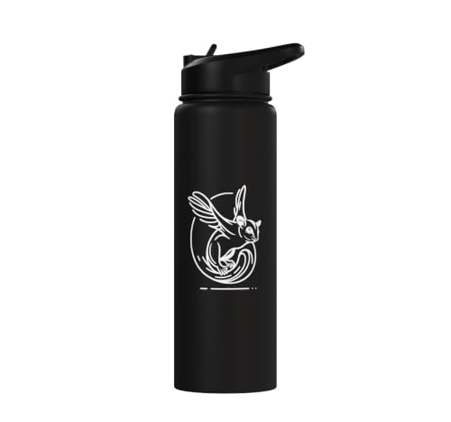 Sugar Glider Line Art Animal Lover Stainless Steel Insulated Water Bottle - color: Black