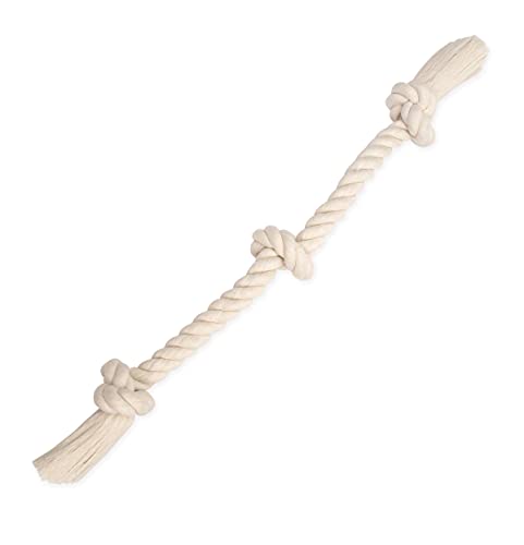 Flossy Chews 100-Percent Cotton White 3-Knot Rope Tug, Large, 25-Inch