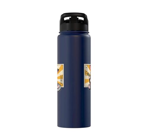 Womens Girls Cute Kawaii Japanese Ramen Sugar Glider Lover Stainless Steel Insulated Water Bottle - color: Navy Blue