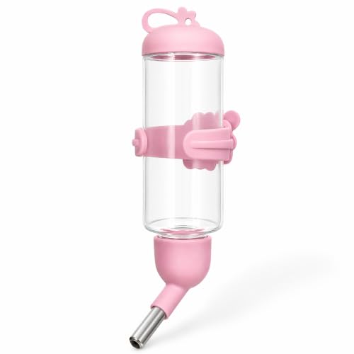 125ml Guinea Pig Water Bottle/Feeder for Hamsters/Hedgehogs/Gliders/Rabbit/mouses/Other Small Pets and Animals,Suitable for Cages, Boxes or Wall-Mounted (Pink, 125ml) - color: pink