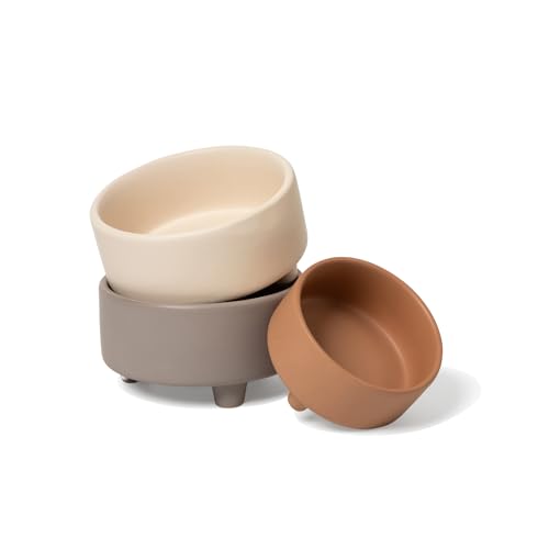 Waggo Uplift Ceramic Dog Bowl for Small Medium and Large Breeds - Heavyweight and Durable Pet Food and Water Dish Crock, Dishwasher Safe, Modern, Elevated Feeder (Clay, Small) - color: Clay, size: Small