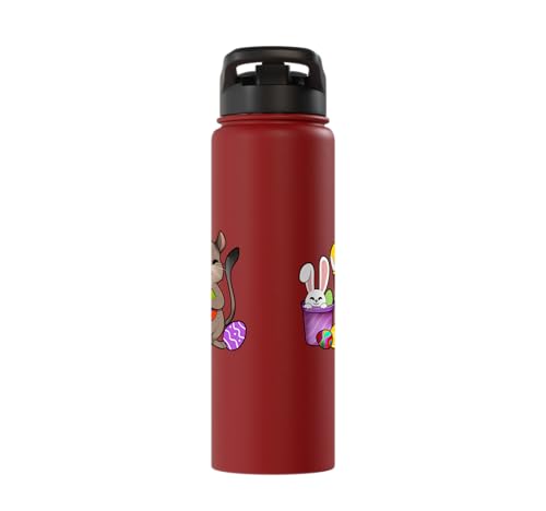 Cute degu painting Easter eggs Stainless Steel Insulated Water Bottle - color: Red