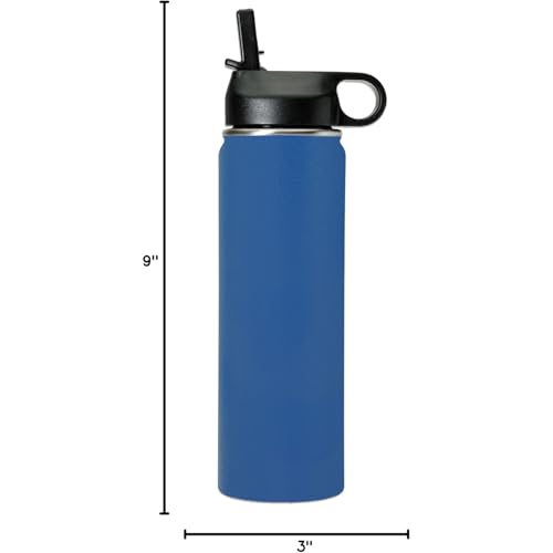 LaserGram Personalized 20oz Water Bottle, Snail (Dark Blue) | Engraved Gift, Vacuum Insulated Stainless Steel, Flip-Top Straw Lid, Laser Engraved With Your Name - color: Dark Blue, size: 20 Ounces