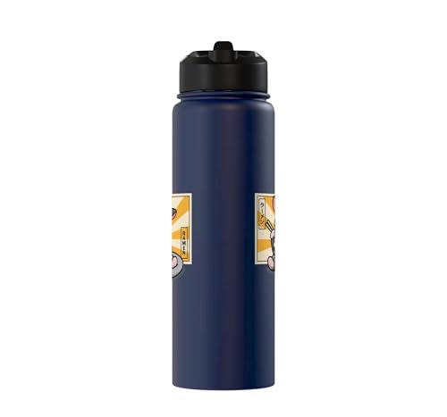 Womens Girls Cute Kawaii Japanese Ramen Sugar Glider Lover Stainless Steel Insulated Water Bottle - color: Navy Blue