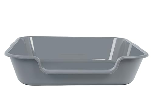 1 Pack of Extra Large Cat Litter Box (ABS Material), Low Entry Senior Litter Pen for Geriatric Kitty Big Cats, Jumbo Pet Safe Litter Boxes Tray for Indoor Pets Potty (Gray, 24" L x 20" W) - color: Dark Gray, size: Large (Pack of 1)