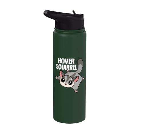 Cute Womens Girls Kids Mom Hover Squirrel Sugar Glider Lover Stainless Steel Insulated Water Bottle - color: Dark Green