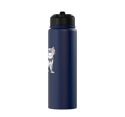 Sugar Glider 4th of July US American Flag Patriotic Stainless Steel Insulated Water Bottle - color: Navy Blue