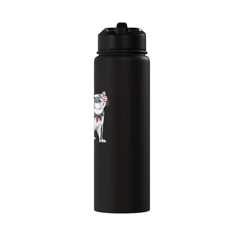 Sugar Glider 4th of July US American Flag Patriotic Stainless Steel Insulated Water Bottle - color: Black